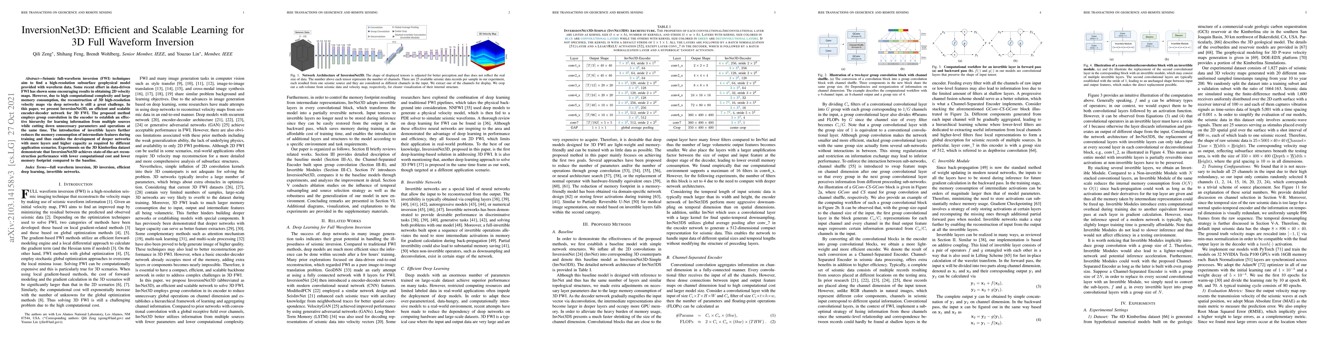 Thumbnail for InversionNet3D: Efficient and Scalable Learning for 3D Full Waveform
  Inversion