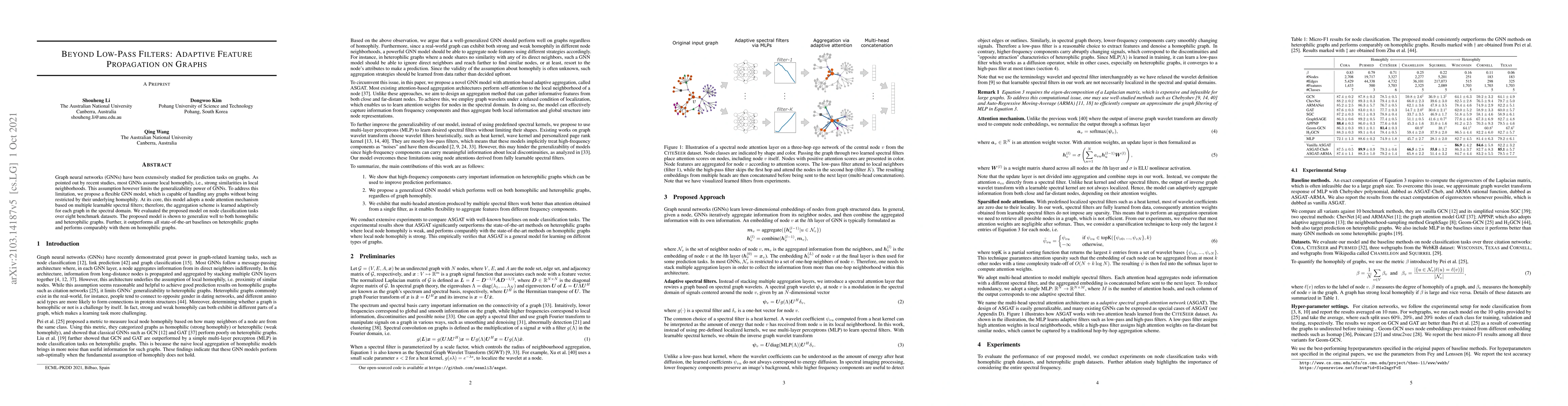 Thumbnail for Beyond Low-Pass Filters: Adaptive Feature Propagation on Graphs