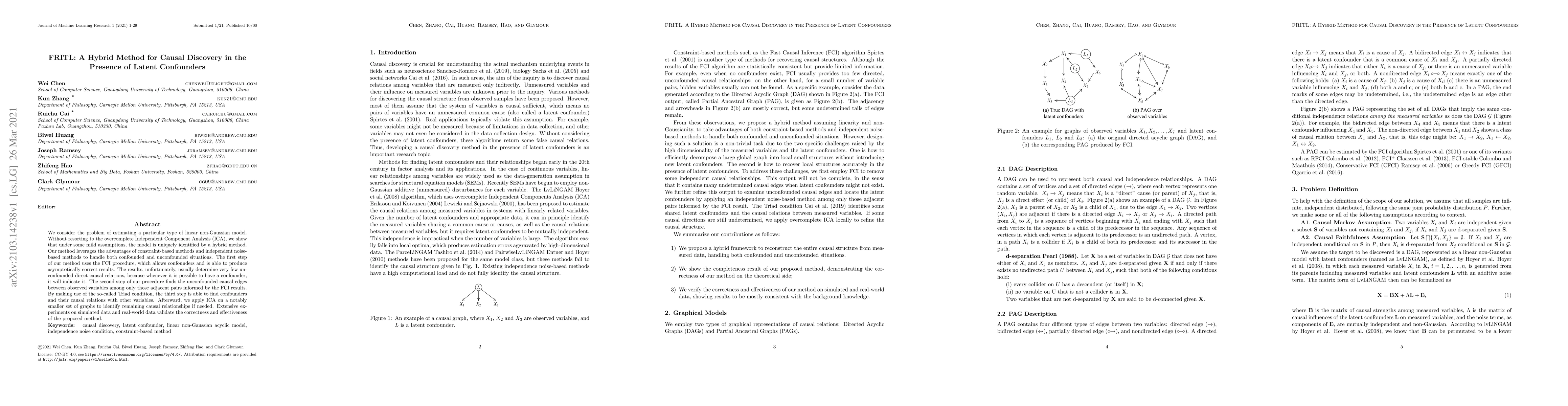 Thumbnail for FRITL: A Hybrid Method for Causal Discovery in the Presence of Latent
  Confounders