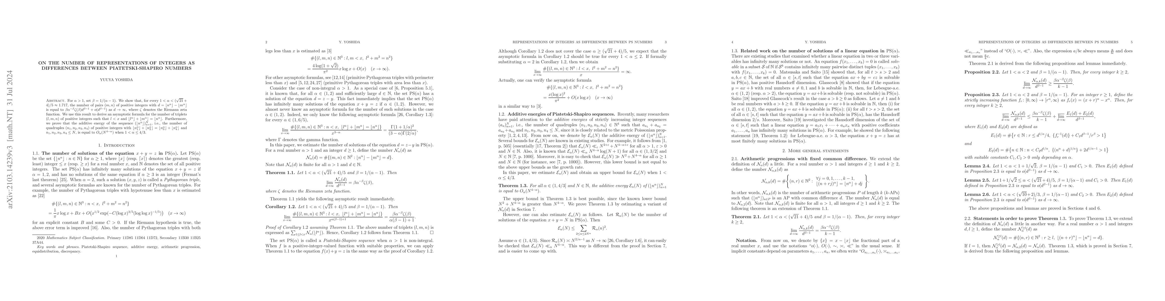 Thumbnail for On the number of representations of integers as differences between
  Piatetski-Shapiro numbers
