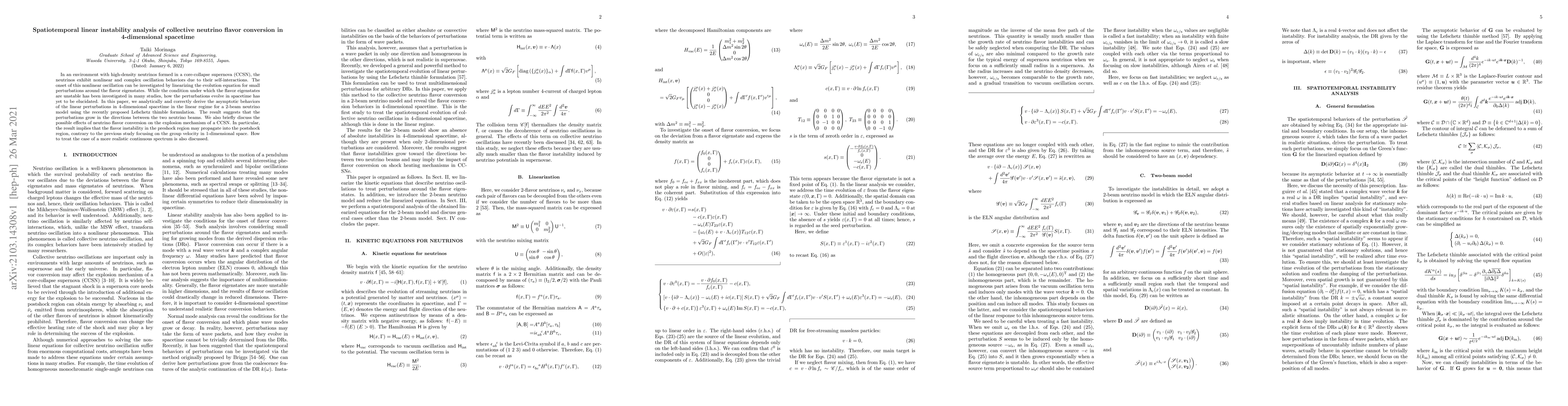 Thumbnail for Spatiotemporal linear instability analysis of collective neutrino flavor
  conversion in 4-dimensional spacetime