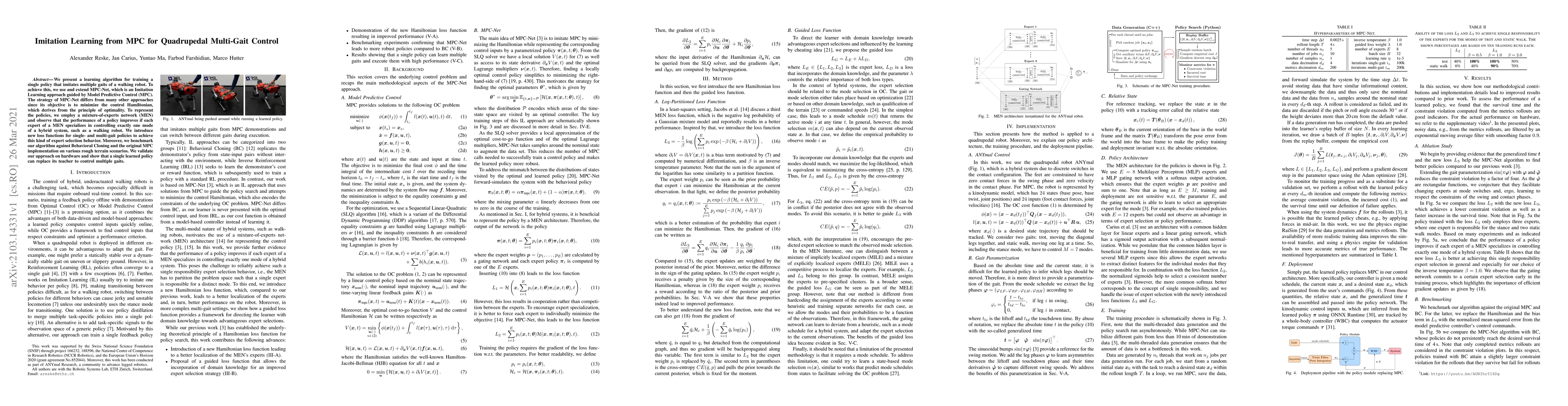 Thumbnail for Imitation Learning from MPC for Quadrupedal Multi-Gait Control