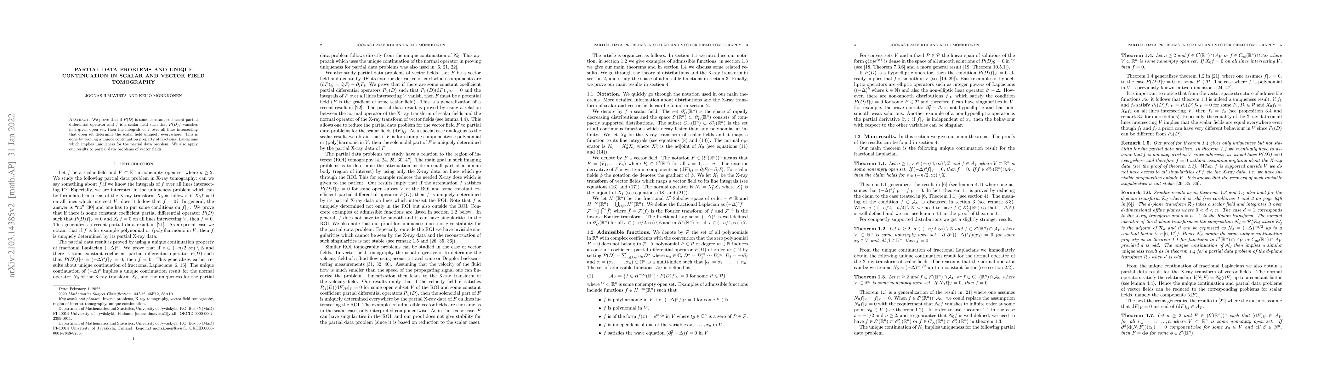 Thumbnail for Partial data problems in scalar and vector field tomography