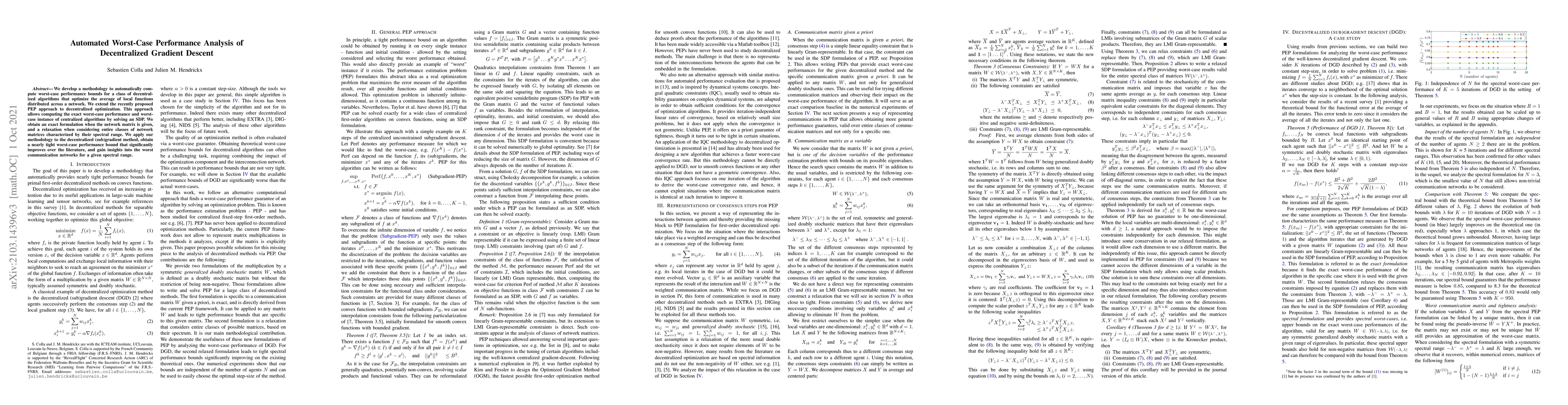 Thumbnail for Automated Worst-Case Performance Analysis of Decentralized Gradient
  Descent
