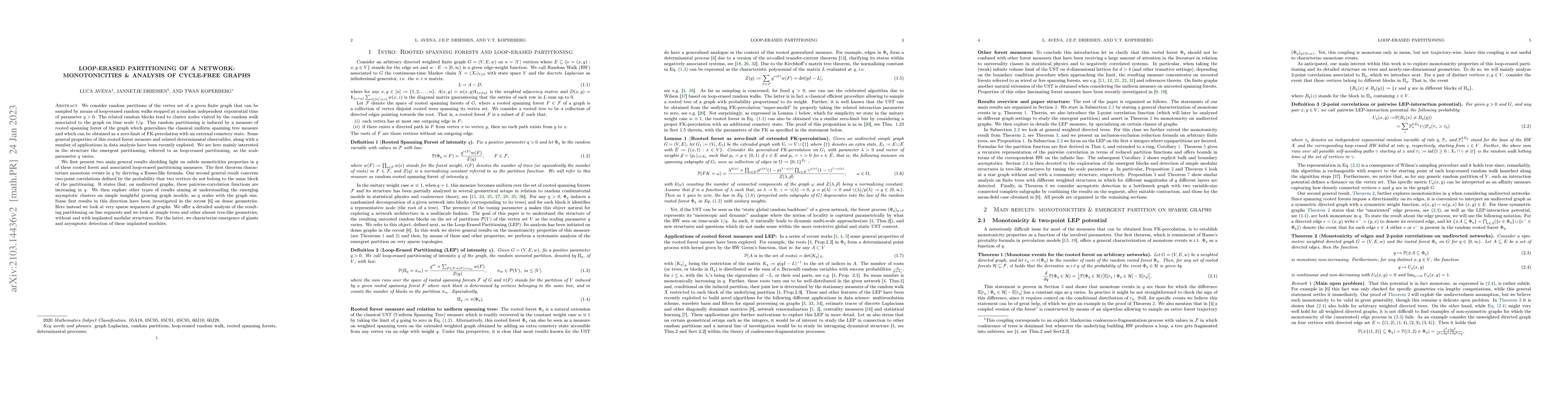 Thumbnail for Loop-erased partitioning of a network: monotonicities & analysis of
  cycle-free graphs