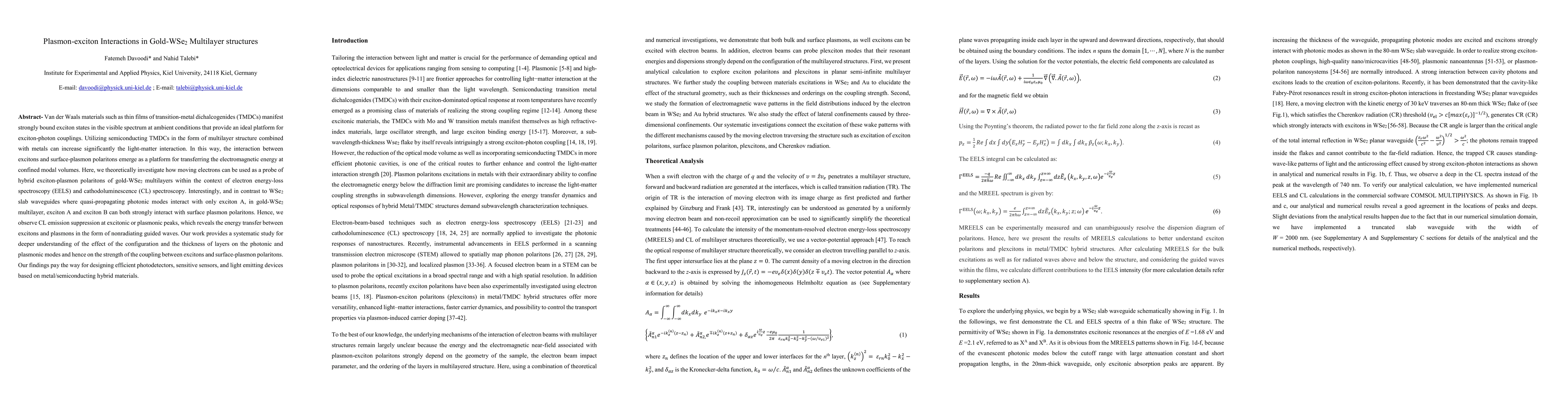 Thumbnail for Plasmon-exciton Interactions in Gold-WSe2 Multilayer structures