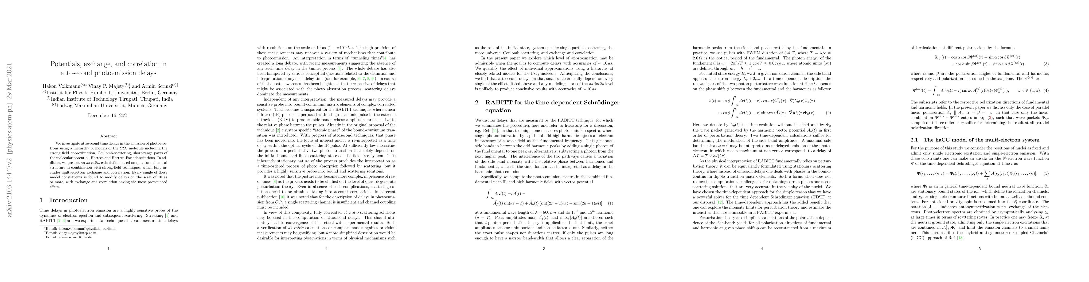 Thumbnail for Potentials, exchange, and correlation in attosecond photoemission delays