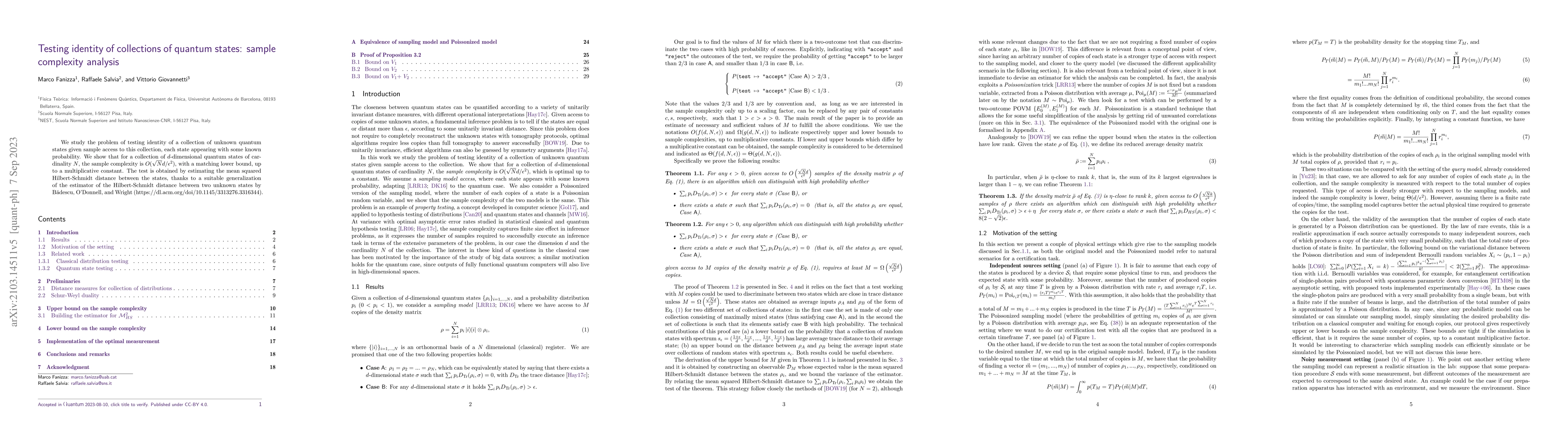 Thumbnail for Testing identity of collections of quantum states: sample complexity
  analysis