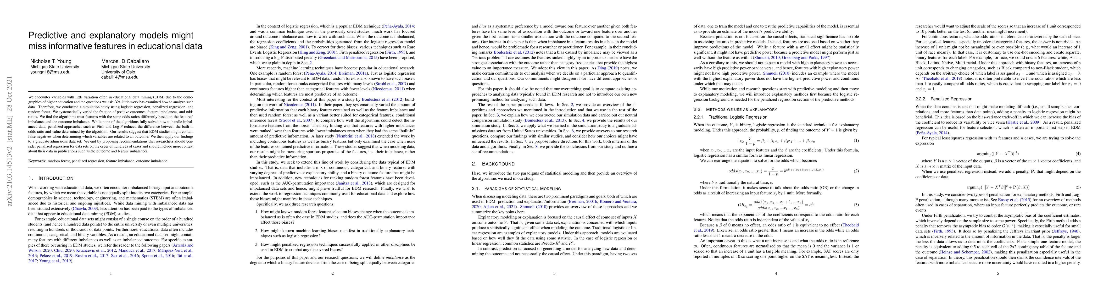 Thumbnail for Predictive and explanatory models might miss informative features in
  educational data