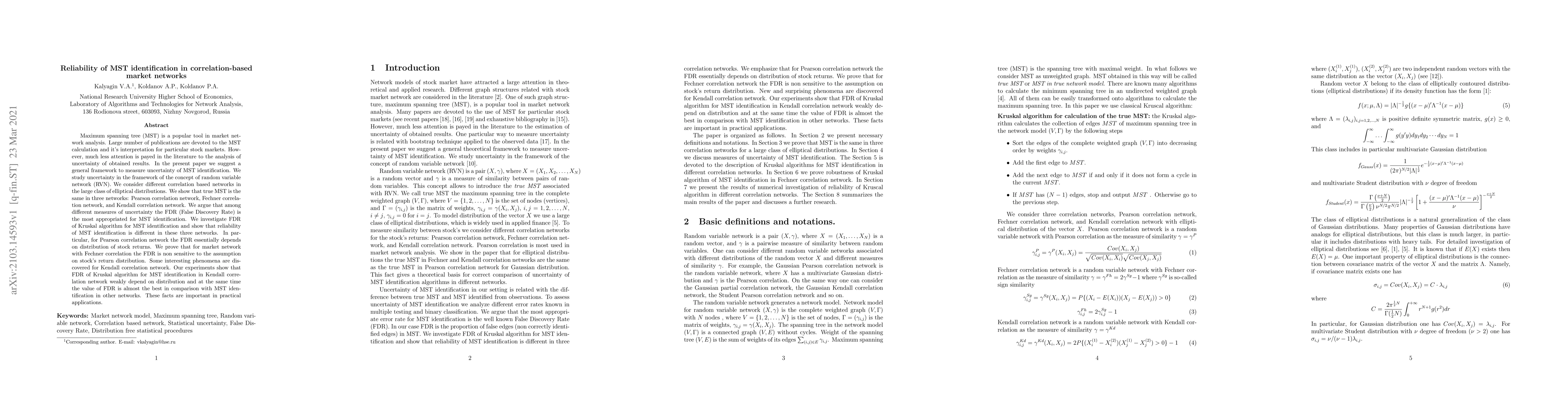 Thumbnail for Reliability of MST identification in correlation-based market networks