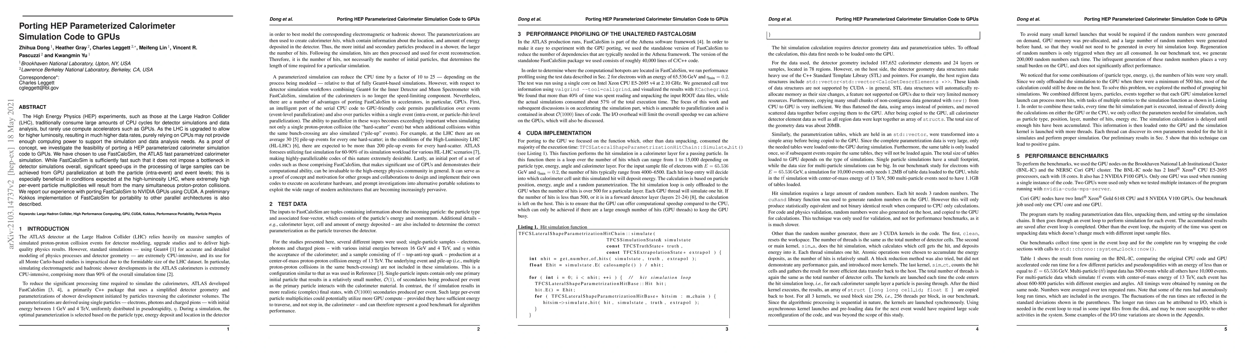 Thumbnail for Porting HEP Parameterized Calorimeter Simulation Code to GPUs