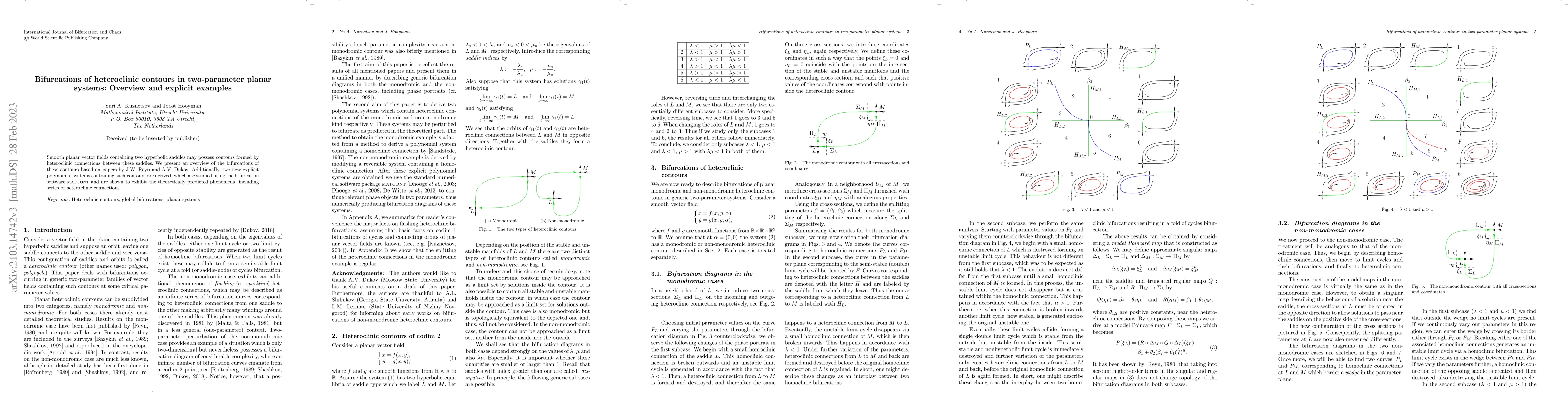 Thumbnail for Bifurcations of heteroclinic contours in two-parameter planar systems:
  Overview and explicit examples