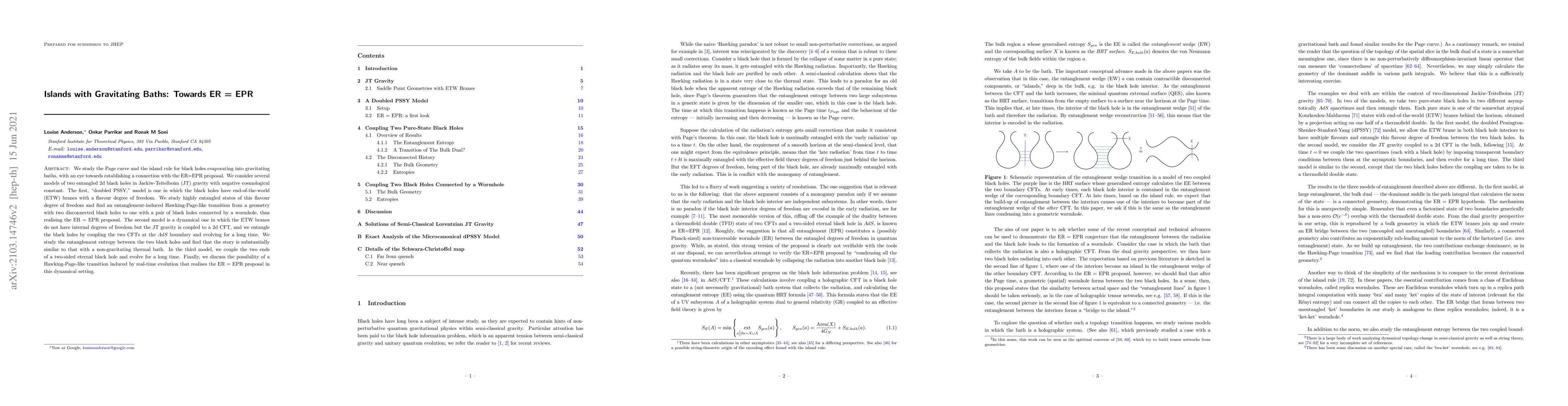 Thumbnail for Islands with Gravitating Baths: Towards ER = EPR