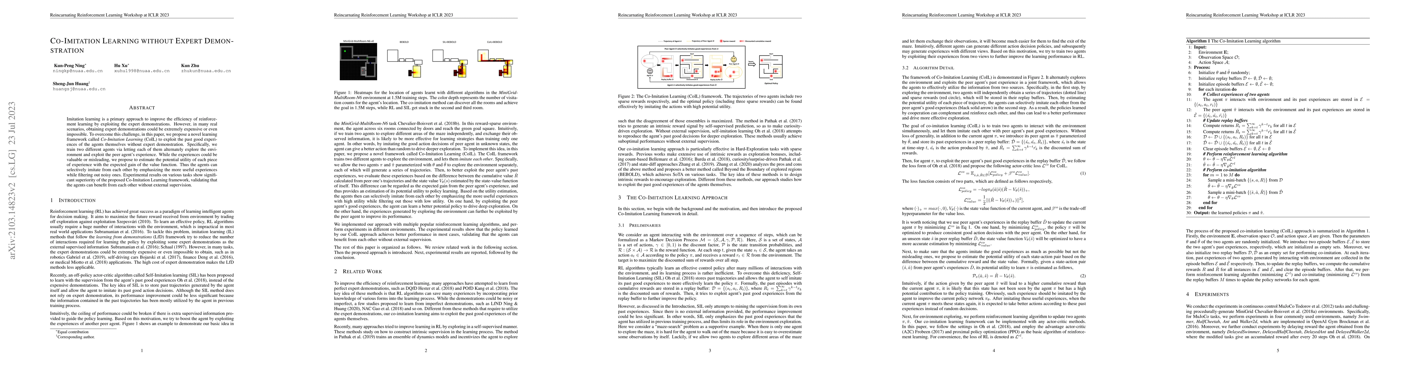 Thumbnail for Co-Imitation Learning without Expert Demonstration
