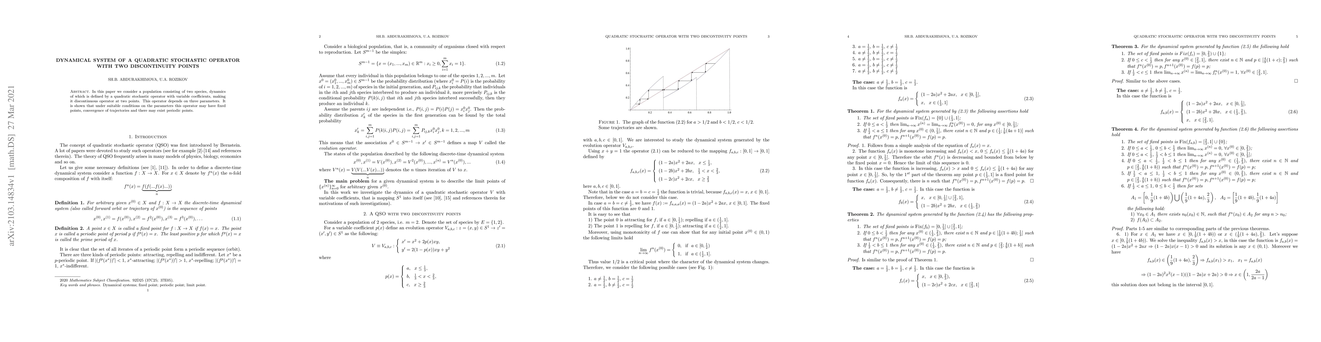 Thumbnail for Dynamical system of a quadratic stochastic operator with two
  discontinuity points