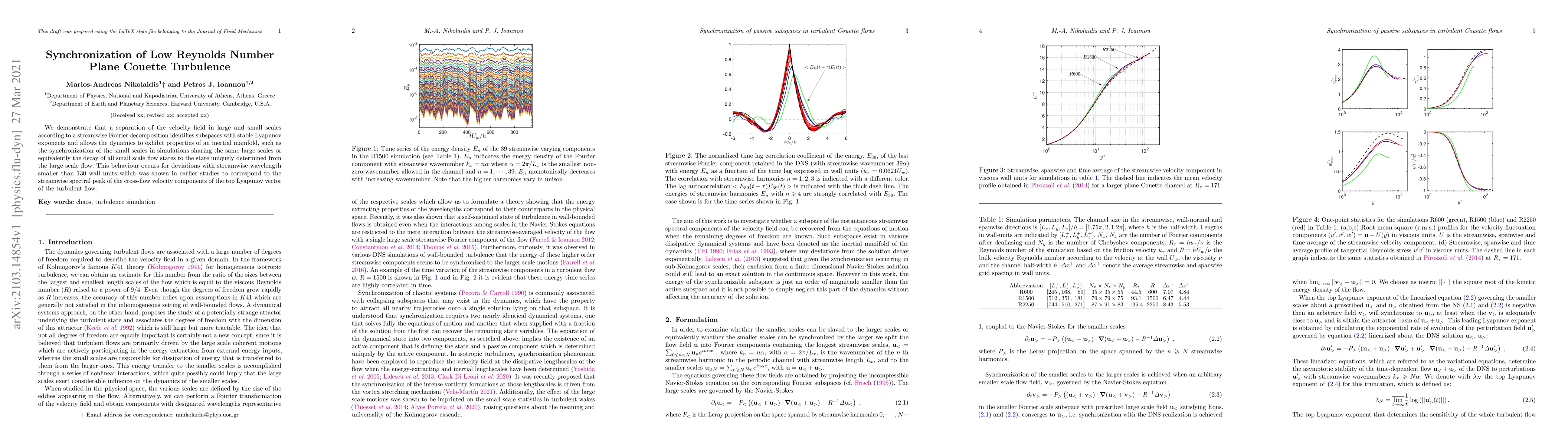 Thumbnail for Synchronization of Low Reynolds Number Plane Couette Turbulence
