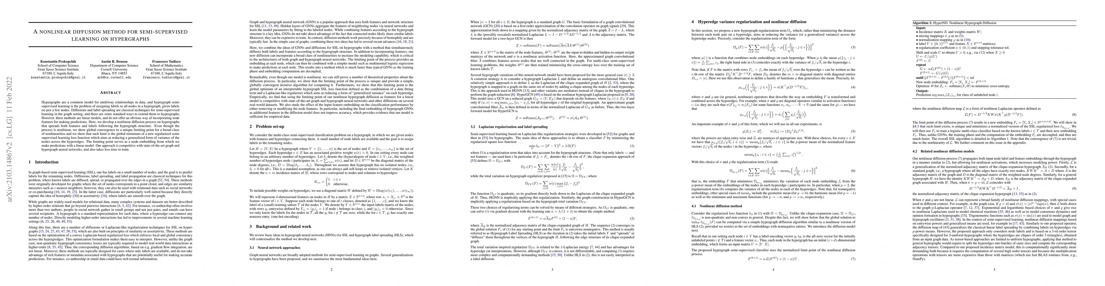 Thumbnail for A nonlinear diffusion method for semi-supervised learning on hypergraphs