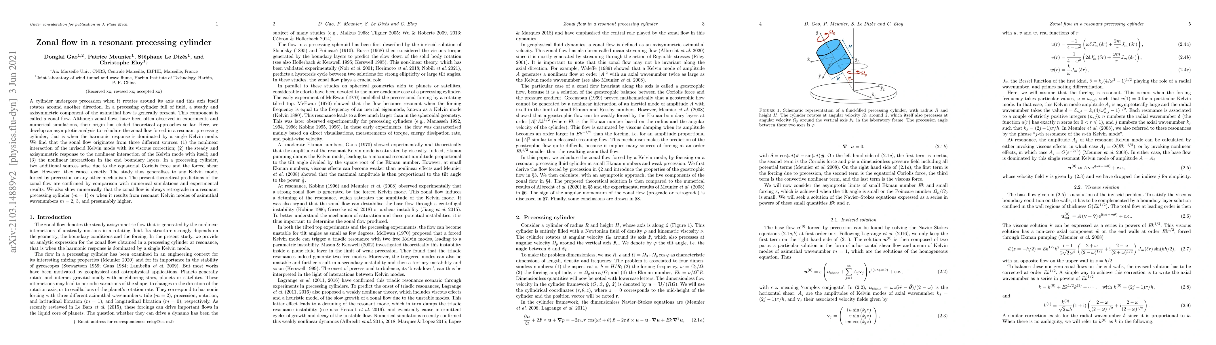 Thumbnail for Zonal flow in a resonant precessing cylinder