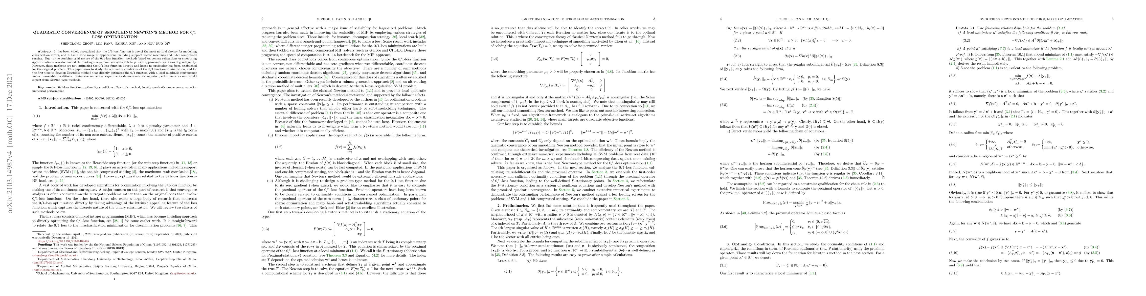 Thumbnail for Quadratic Convergence of Smoothing Newton's Method for 0/1 Loss
  Optimization