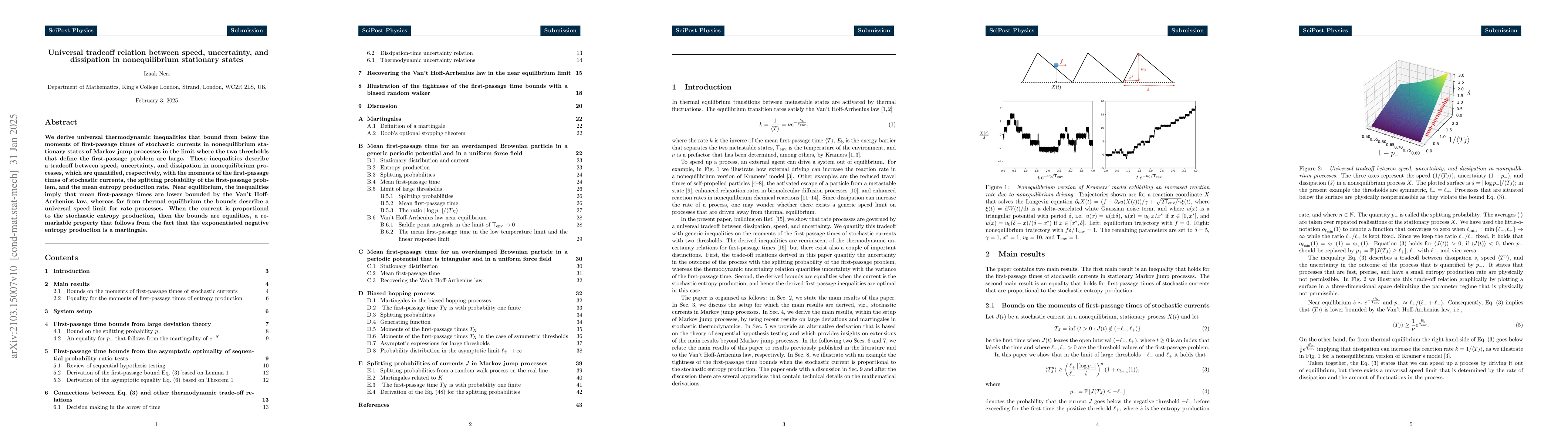 Thumbnail for Universal tradeoff relation between speed, uncertainty, and dissipation
  in nonequilibrium stationary states