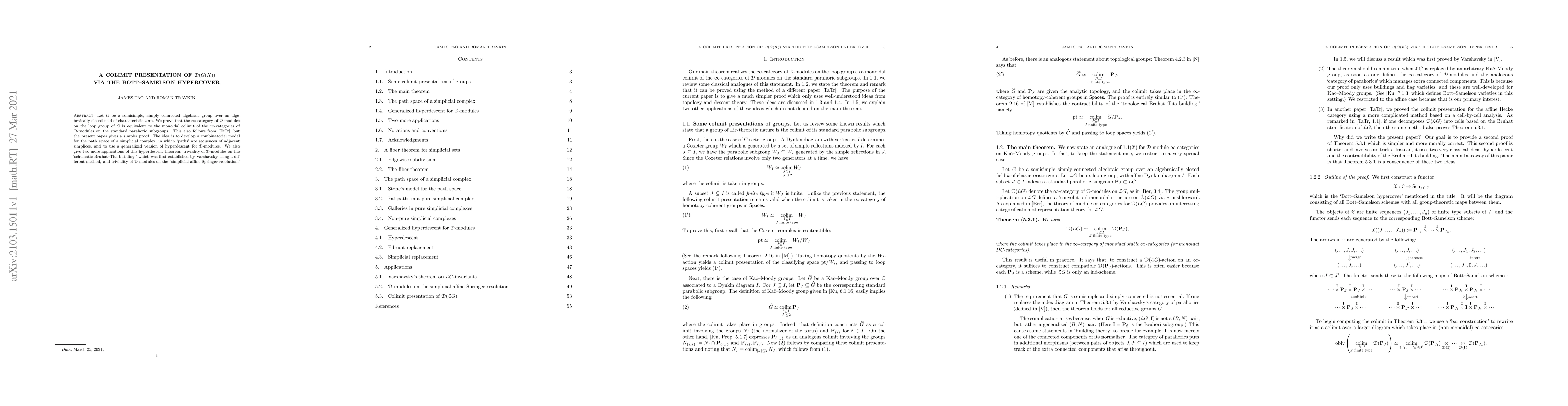 Thumbnail for A colimit presentation of $\mathcal{D}(G(K))$ via the Bott-Samelson
  hypercover