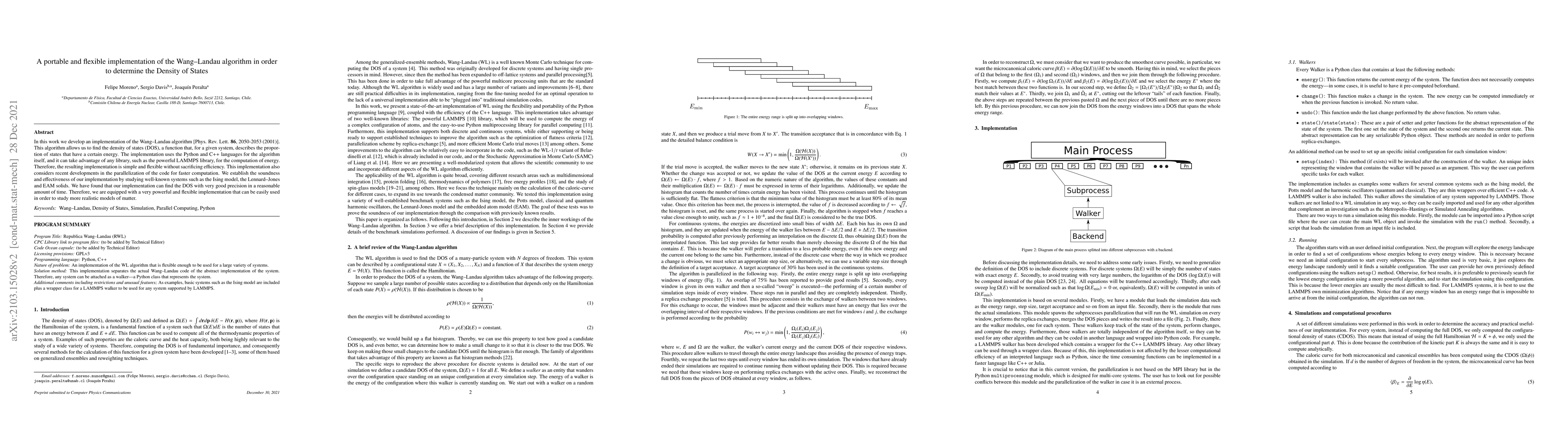 Thumbnail for A portable and flexible implementation of the Wang--Landau algorithm in
  order to determine the Density of States