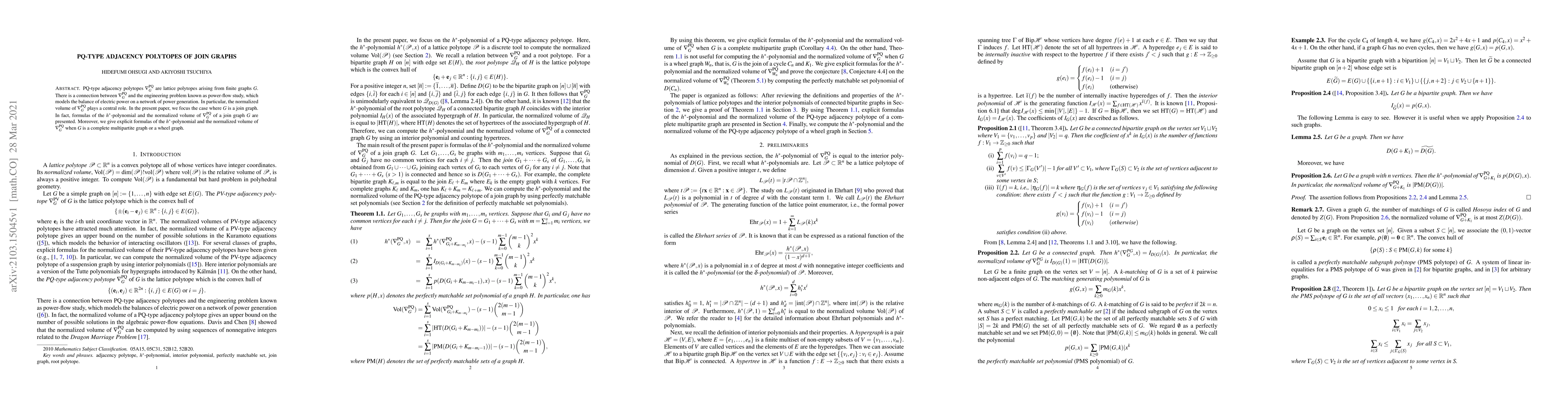 Thumbnail for PQ-type adjacency polytopes of join graphs