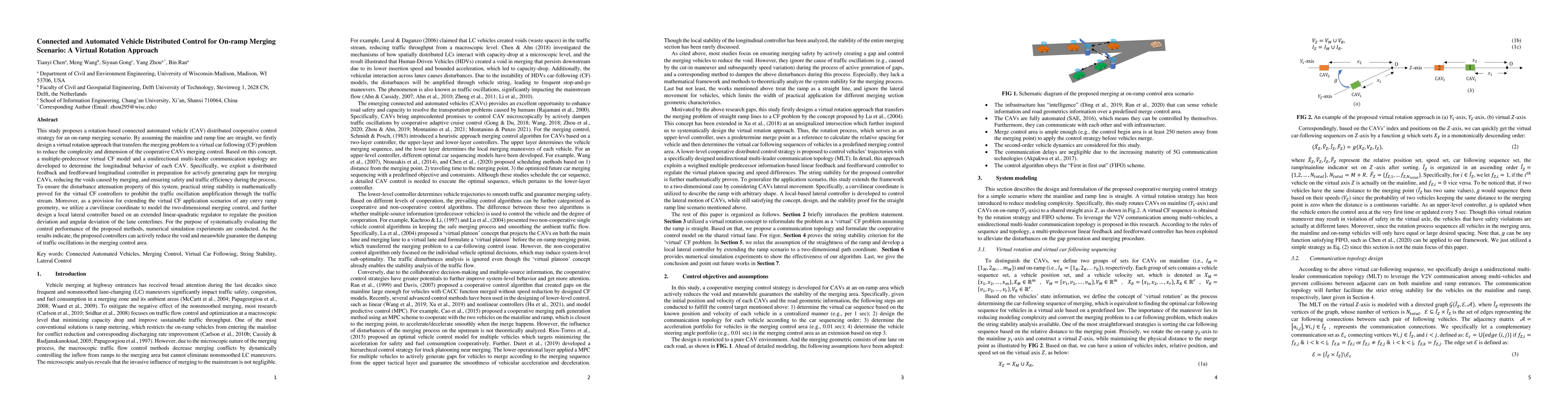 Thumbnail for Connected and Automated Vehicle Distributed Control for On-ramp Merging
  Scenario: A Virtual Rotation Approach