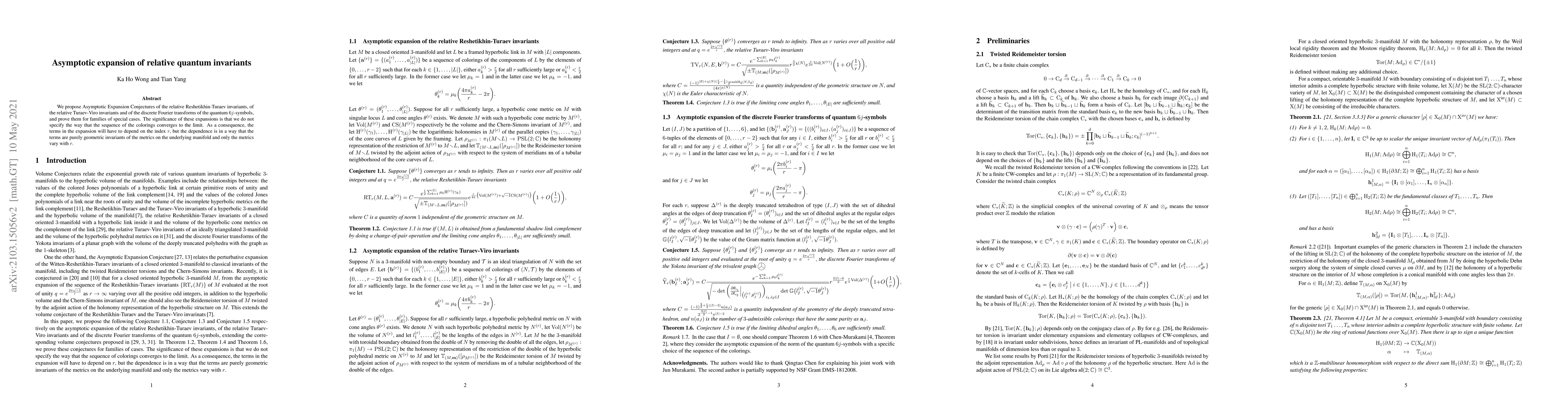 Thumbnail for Asymptotic expansion of relative quantum invariants