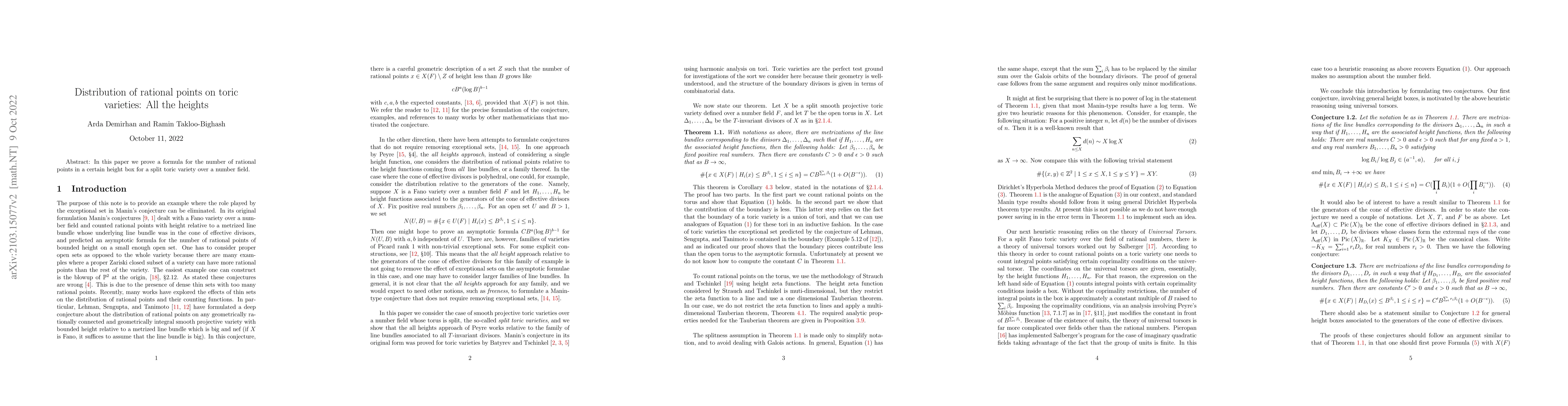 Thumbnail for Distribution of rational points on toric varieties: All the heights