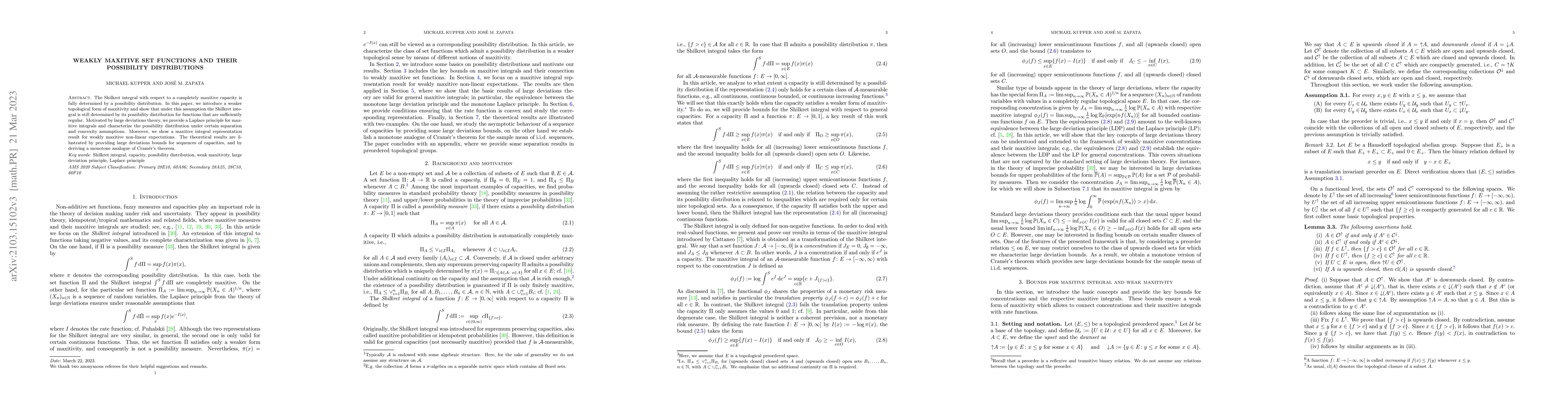 Thumbnail for Weakly maxitive set functions and their possibility distributions