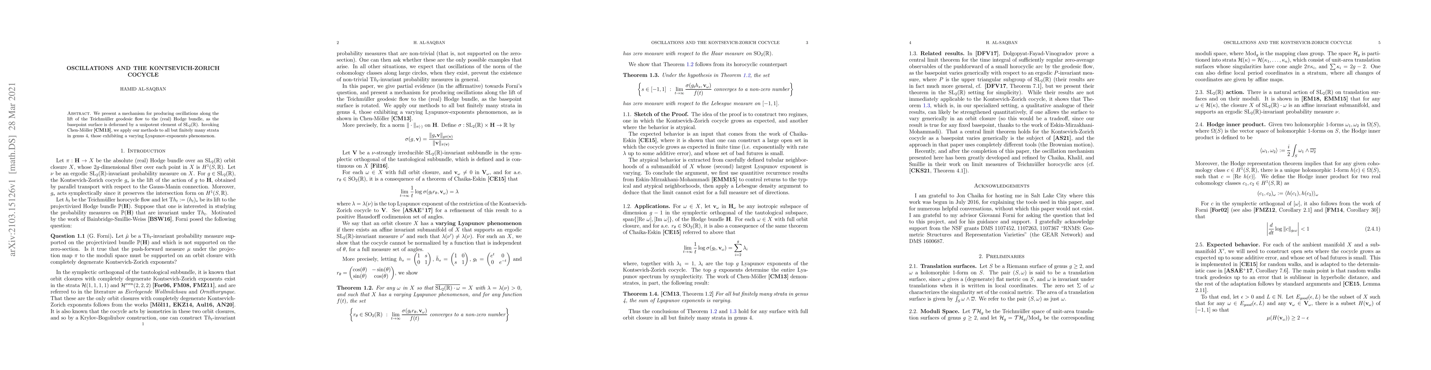 Thumbnail for Oscillations and the Kontsevich-Zorich cocycle
