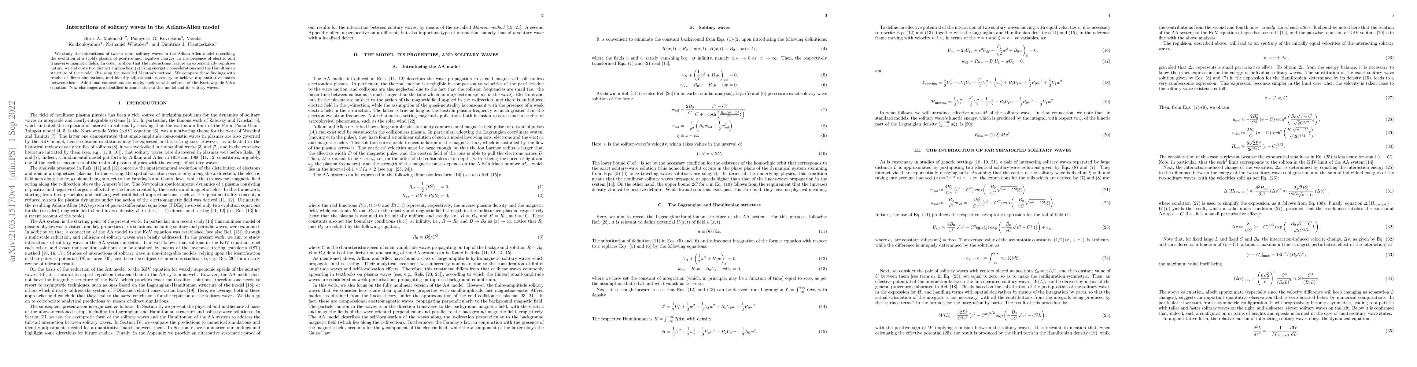 Thumbnail for Interactions of solitary waves in the Adlam-Allen model