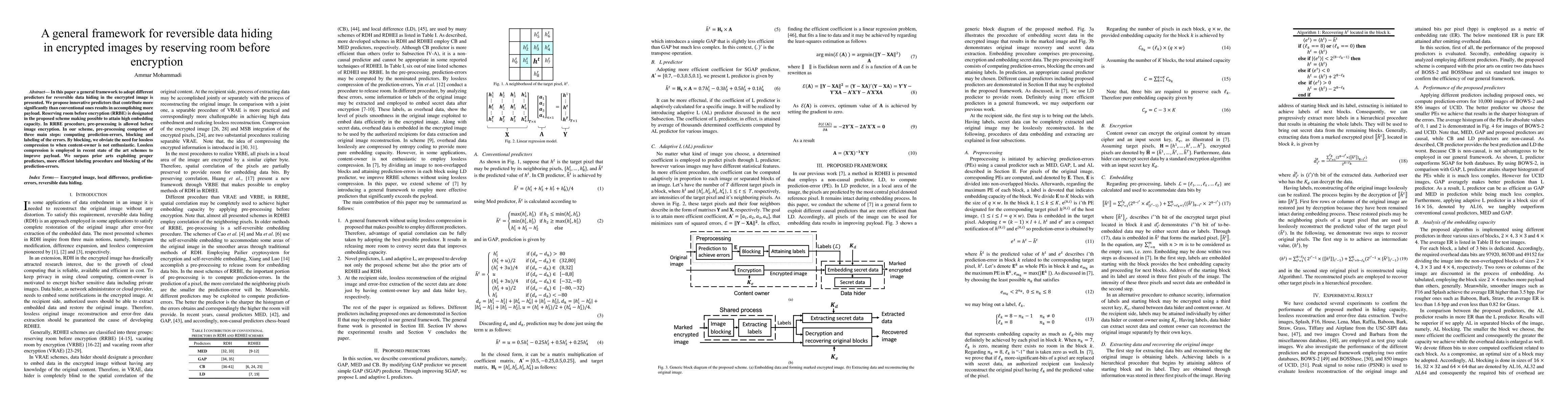 Thumbnail for A general framework for reversible data hiding in encrypted images by
  reserving room before encryption