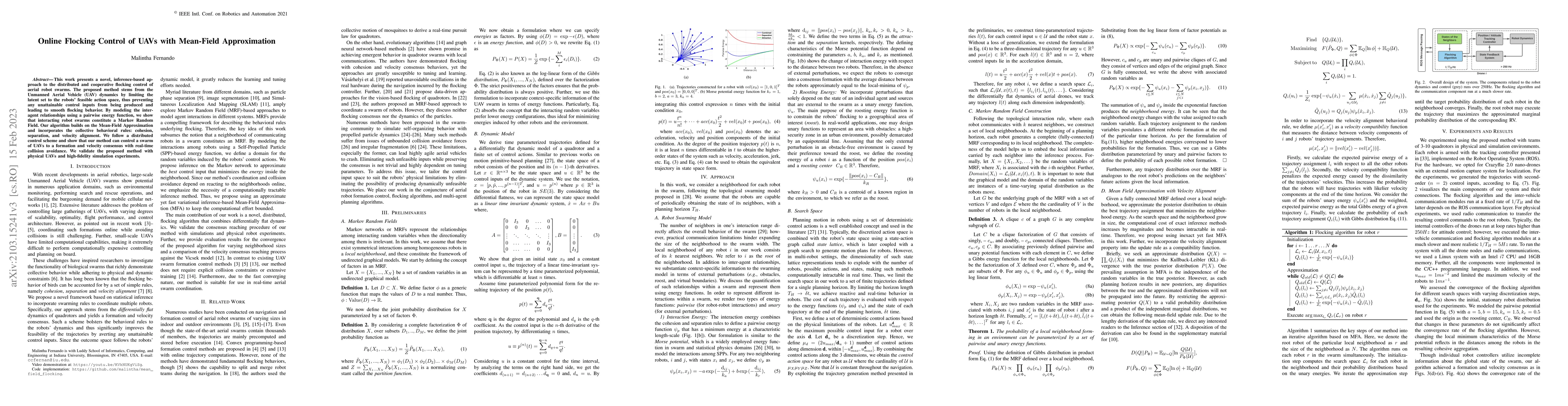 Thumbnail for Online Flocking Control of UAVs with Mean-Field Approximation