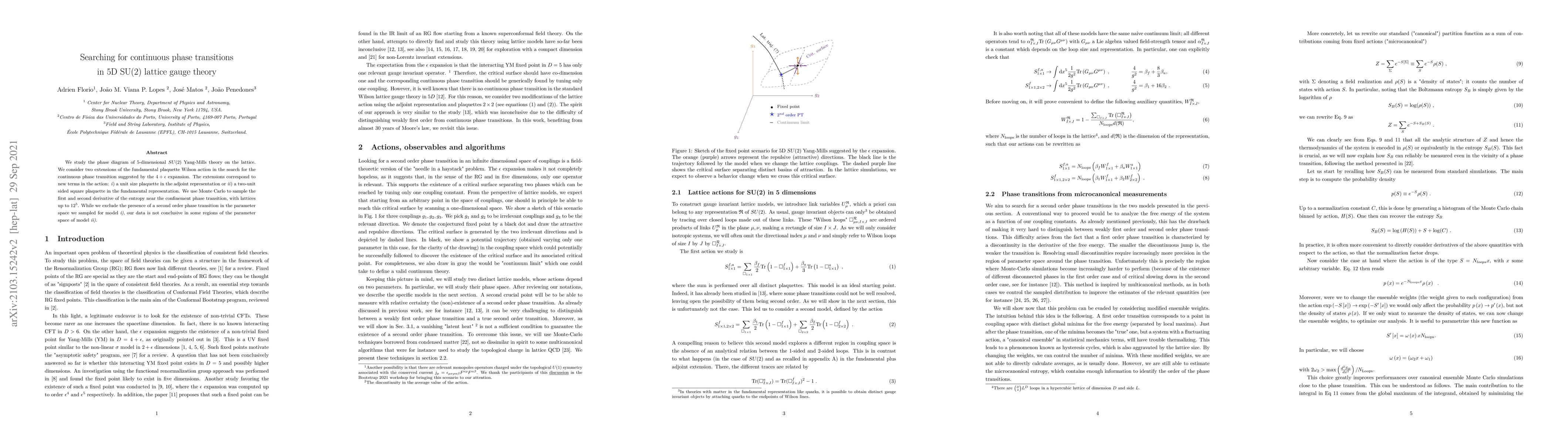 Thumbnail for Searching for continuous phase transitions in 5D SU(2) lattice gauge
  theory