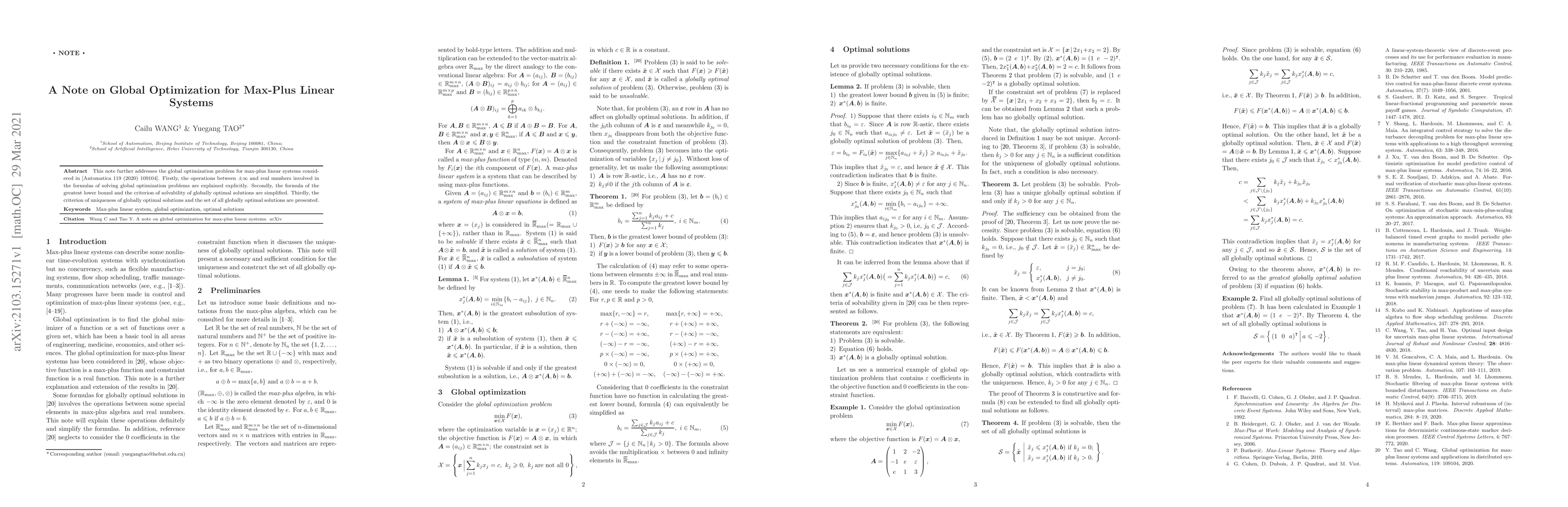 Thumbnail for A Note on Global Optimization for Max-Plus Linear Systems