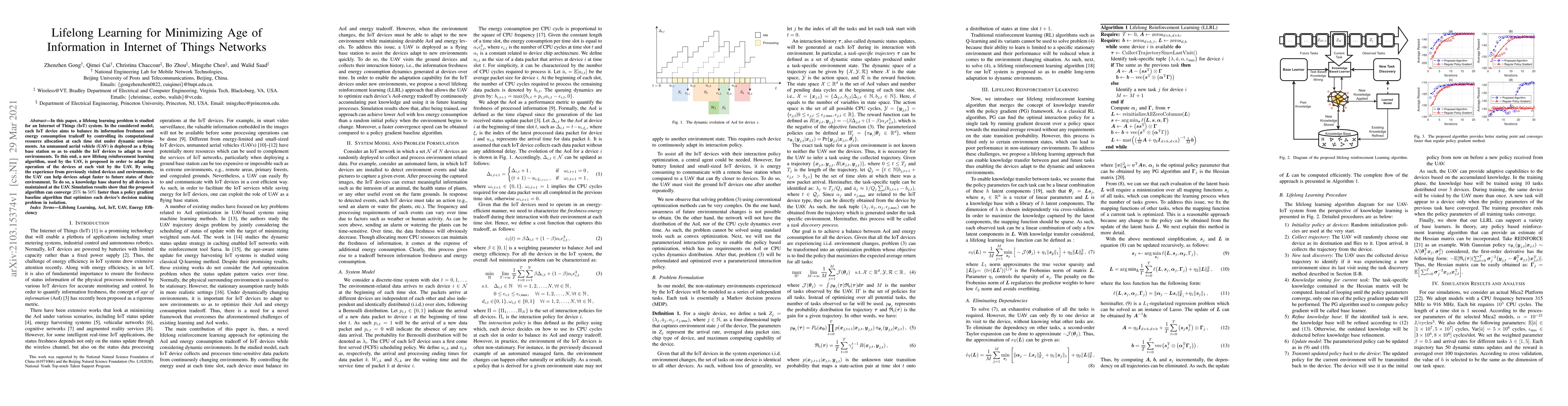Thumbnail for Lifelong Learning for Minimizing Age of Information in Internet of
  Things Networks