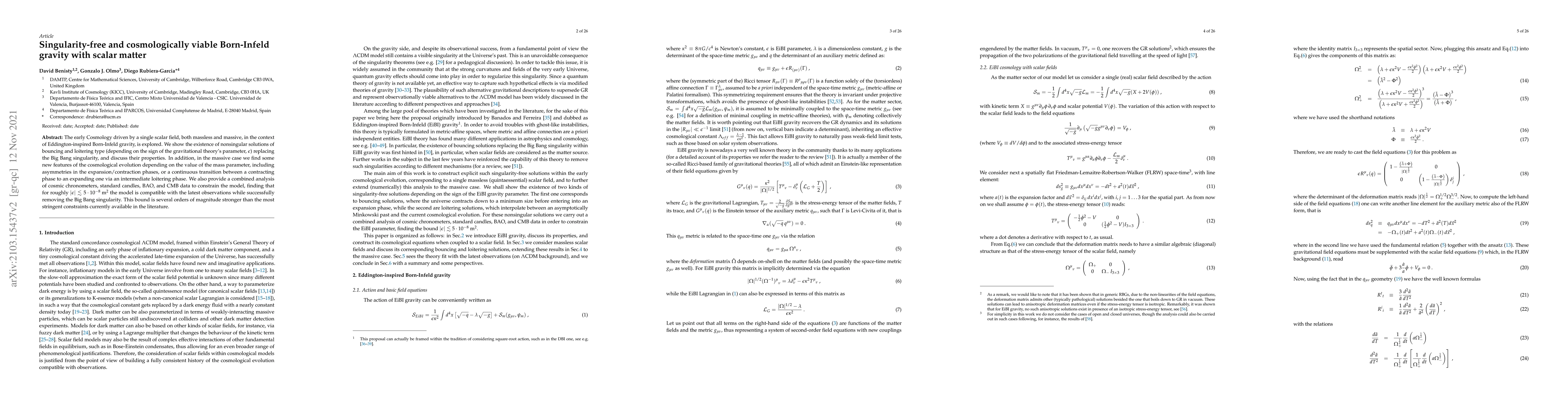 Thumbnail for Singularity-free and cosmologically viable Born-Infeld gravity with
  scalar matter