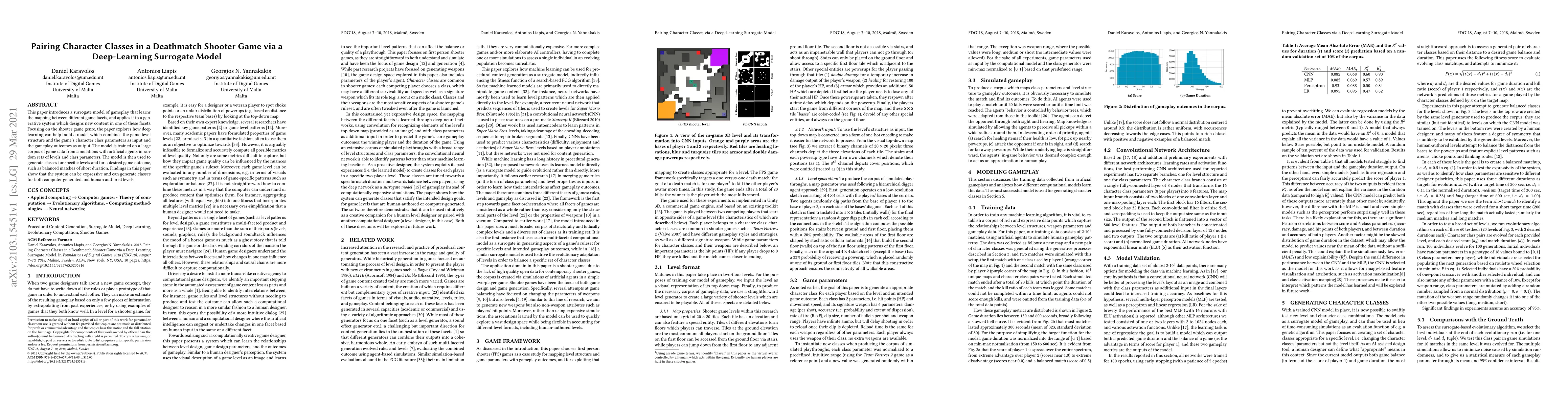 Thumbnail for Pairing Character Classes in a Deathmatch Shooter Game via a
  Deep-Learning Surrogate Model