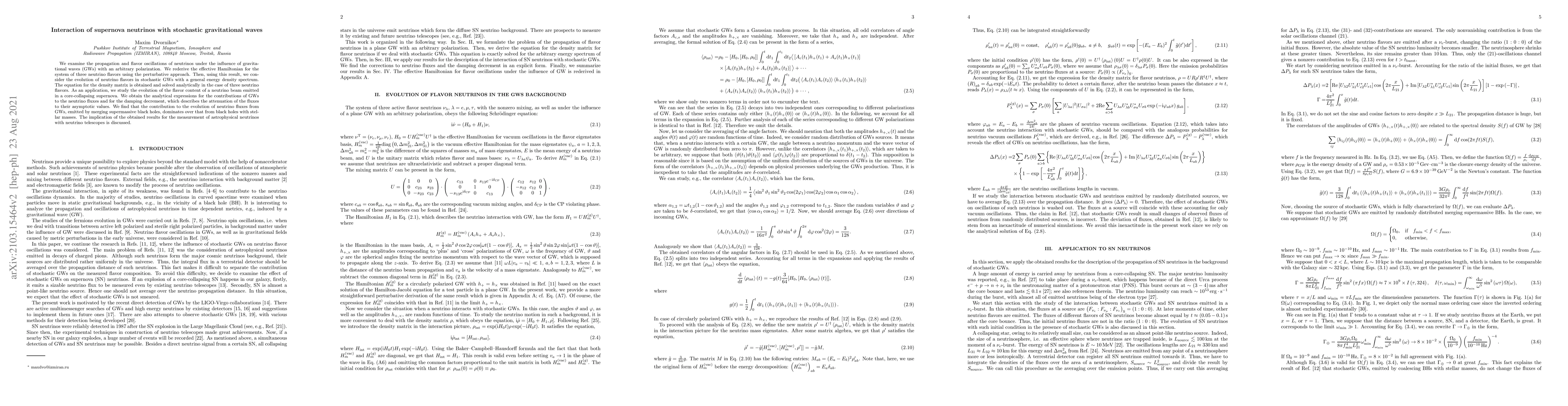 Thumbnail for Interaction of supernova neutrinos with stochastic gravitational waves