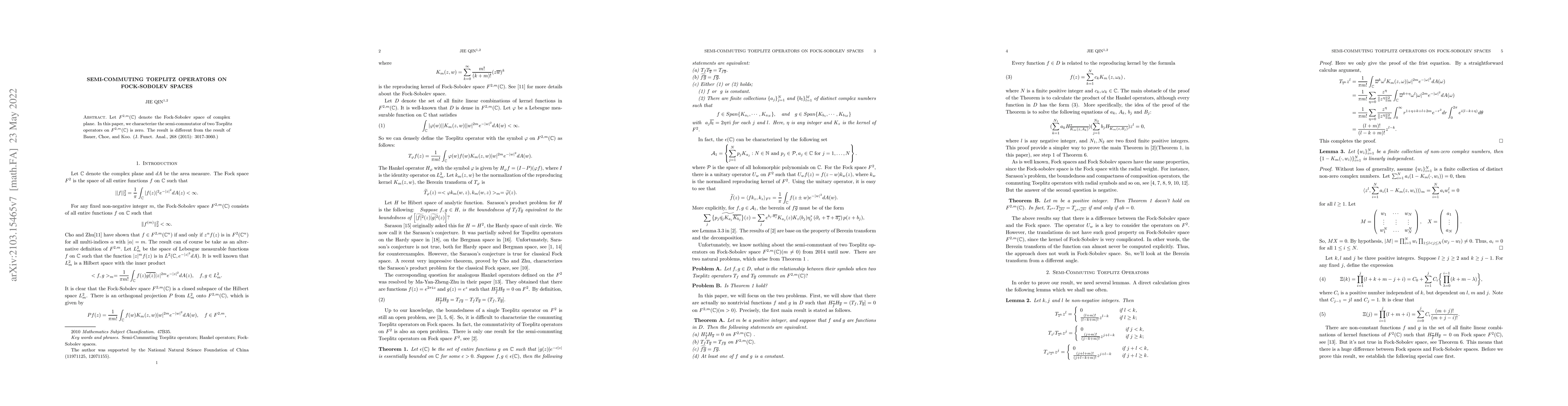 Thumbnail for Semi-commuting Toeplitz Operators on Fock-Sobolev spaces