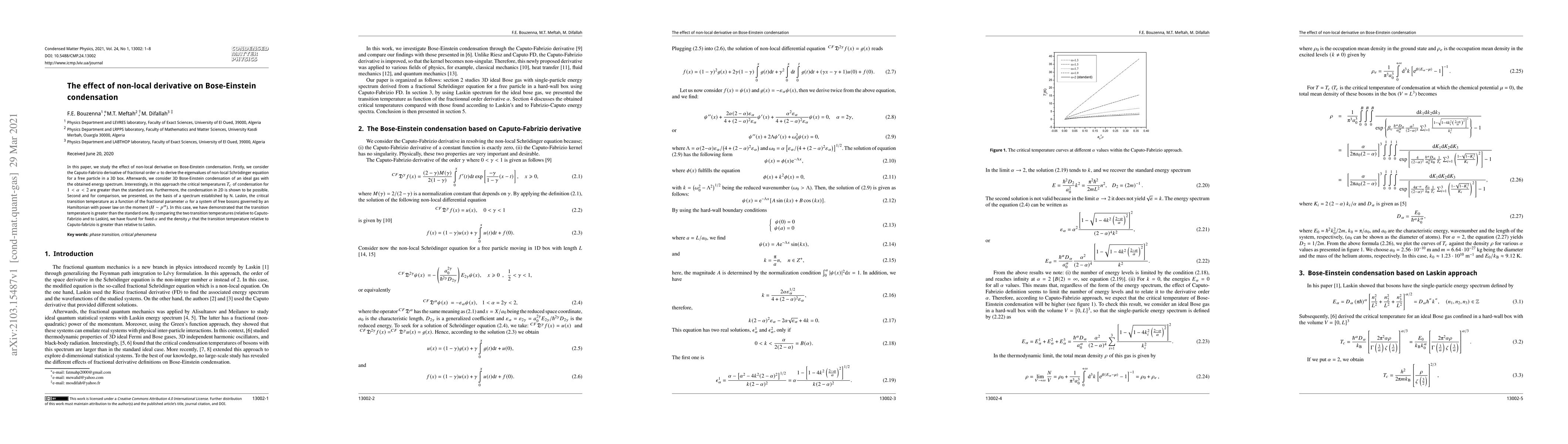 Thumbnail for The effect of non-local derivative on Bose-Einstein condensation