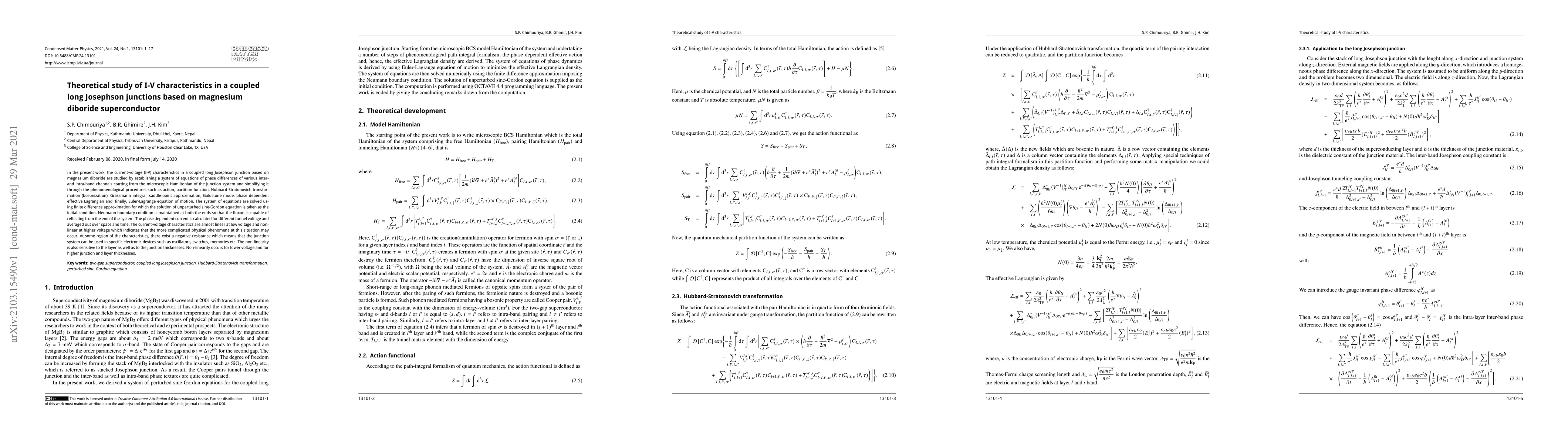 Thumbnail for Theoretical study of I-V characteristics in a coupled long Josephson
  junctions based on magnesium diboride superconductor