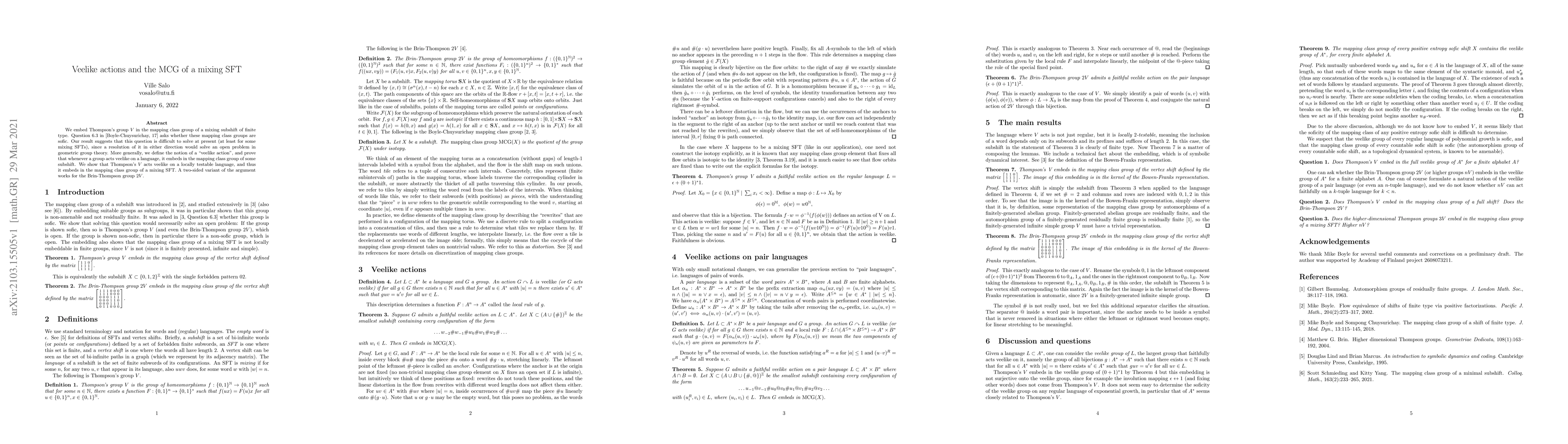 Thumbnail for Veelike actions and the MCG of a mixing SFT