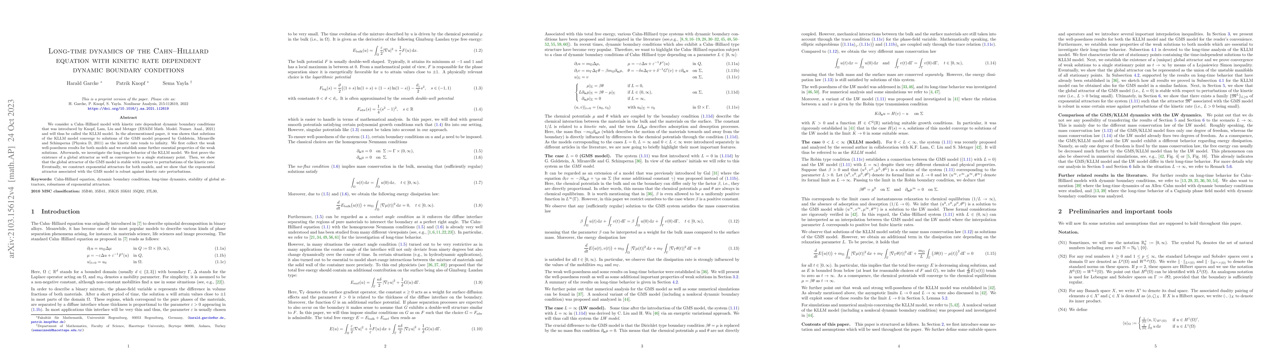 Thumbnail for Long-time dynamics of the Cahn--Hilliard equation with kinetic rate
  dependent dynamic boundary conditions