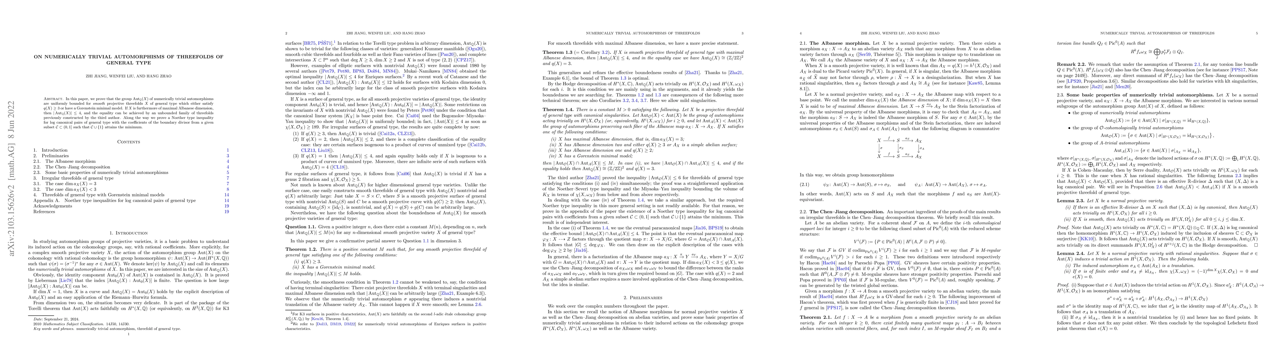 Thumbnail for On numerically trivial automorphisms of threefolds of general type