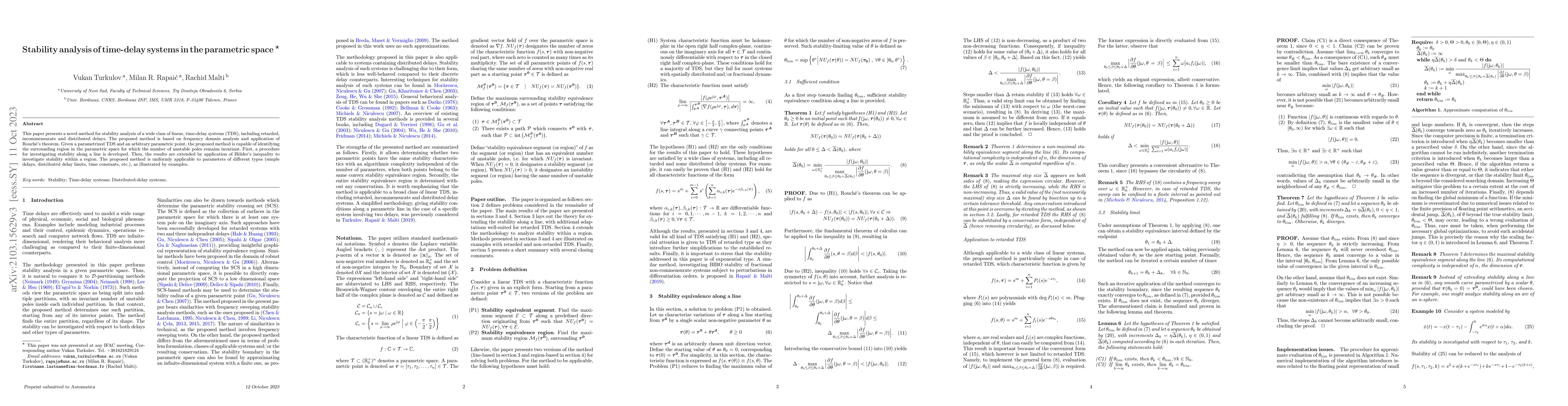 Thumbnail for Stability analysis of time-delay systems in the parametric space