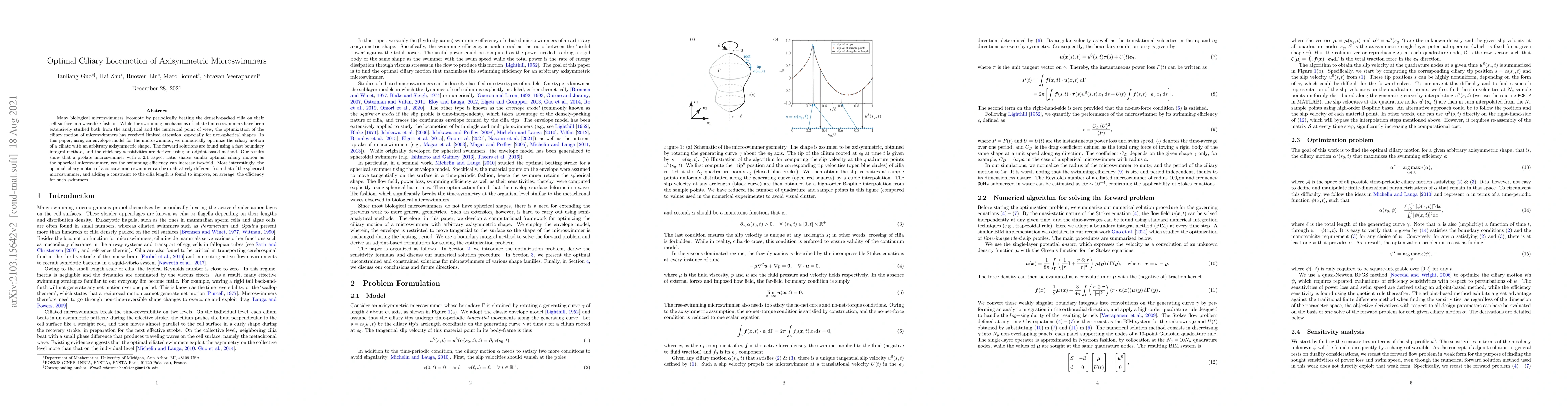 Thumbnail for Optimal Ciliary Locomotion of Axisymmetric Microswimmers