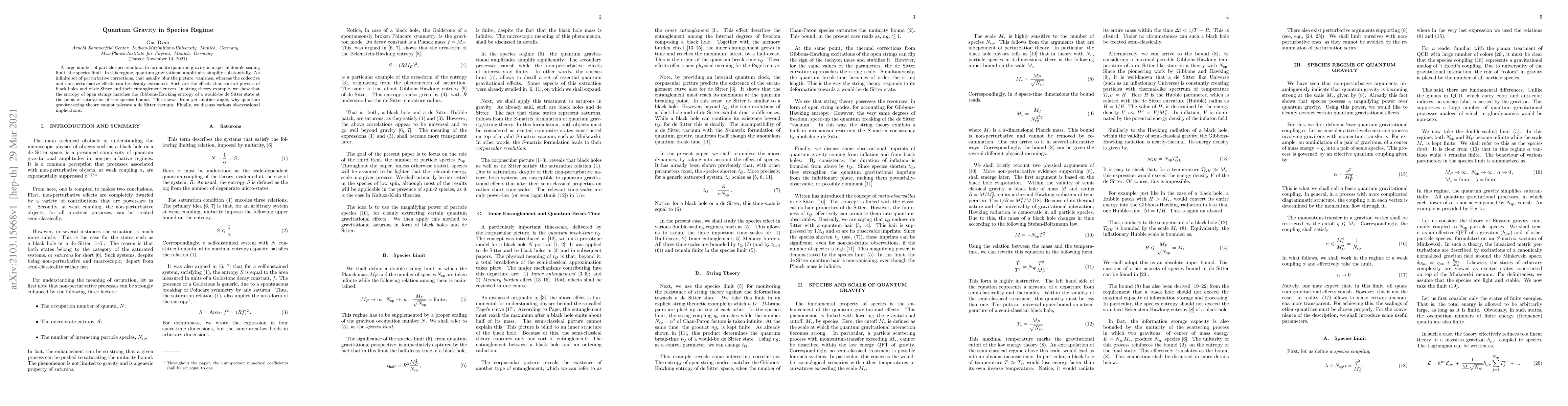 Thumbnail for Quantum Gravity in Species Regime